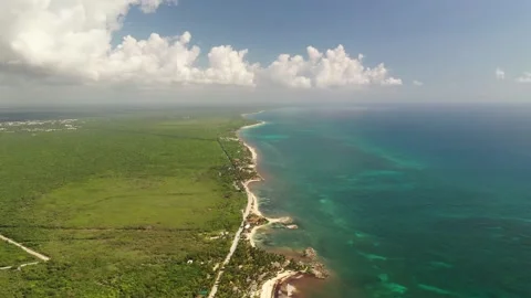 Emerging from the Clouds: A Heavenly Descent to Tropical White Sands Stock Footage 137428359