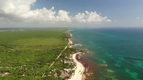Emerging from the Clouds: A Heavenly Descent to Tropical White Sands Video stock 137428382