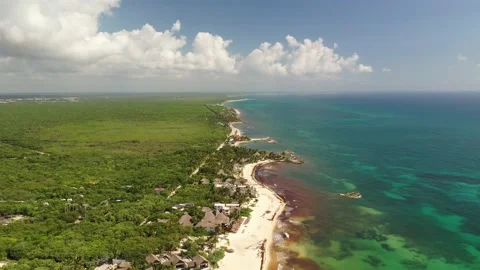 Emerging from the Clouds: A Heavenly Descent to Tropical White Sands Video stock 137428390