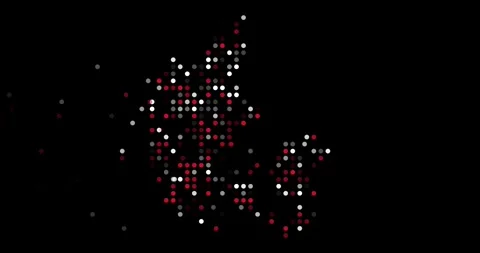 Emerging Danish Map Silhouette from Flying Circles in Generative Art Stock Footage 317935736