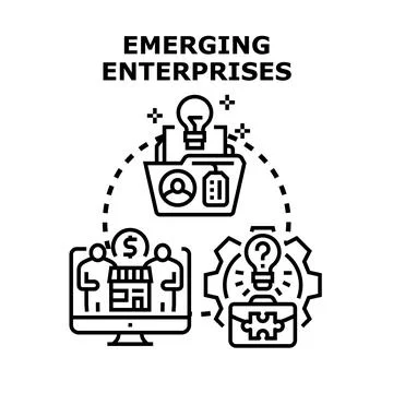 Emerging enterprises developing business strategy and ideas Illustrazione stock