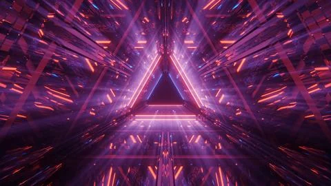 Emerging Glow in Violet Light 3d Illustration Background Wallpaper Tunnel M.. Stock Illustration