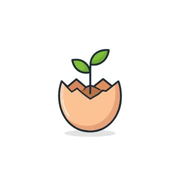 Emerging life a delicate seedling sprouts from within a fragile eggshell sy.. Stock Illustration
