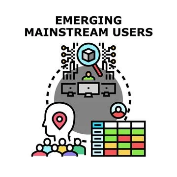 Emerging mainstream users discovering digital global opportunity Stock Illustration