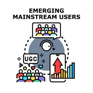 Emerging mainstream users gaining digital popularity and influence Stock-Illustration