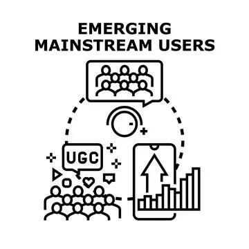 Emerging mainstream users gaining digital popularity and influence Stock Illustration