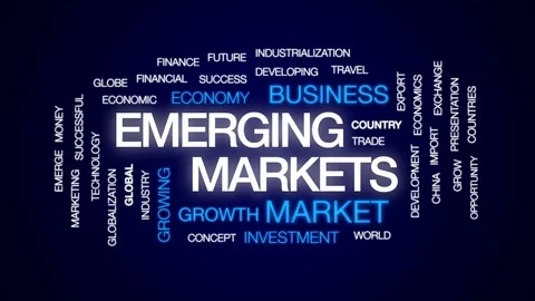 Emerging markets animated word cloud, text design animation. Stock Footage 74799631