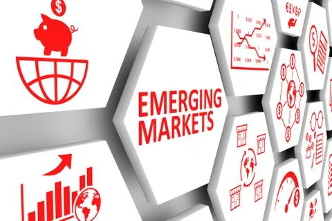 EMERGING MARKETS concept cell background 3d illustration Stock Illustration
