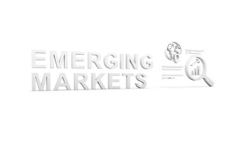 EMERGING MARKETS concept white background 3d render illustration Stock Illustration