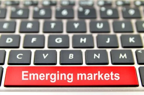 Emerging markets word on computer space bar Illustrazione stock