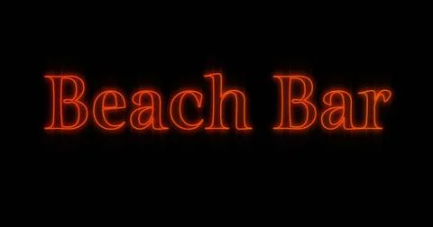 Emerging orange Beach Bar neon billboard Stock Illustration