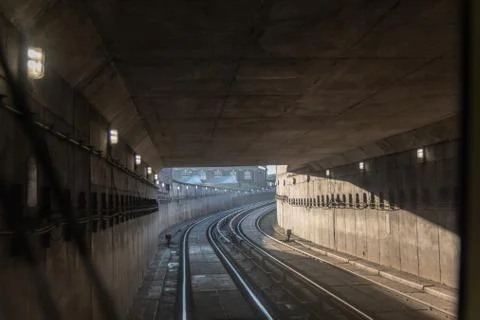Emerging out of a DLR underpass Stock Photos