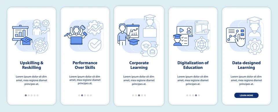 Emerging skills in development light blue onboarding mobile app screen Illustrazione stock