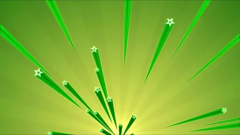 Emerging Stars on Rotating Stripes Background Animation - Loop Green Stock Footage 76248427