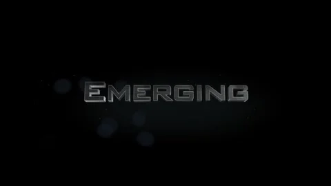Emerging title metal text on black alpha channel background Video stock 296268501