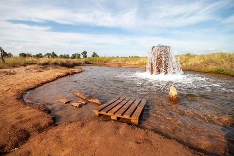 Emerging Waterfall in Arid Environment Stock Photos