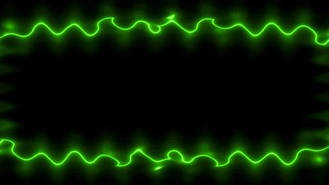 Emerging wavy green horizontal rectangular neon long lines forming a frame... Stock Footage 270315540