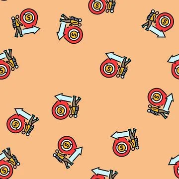 Emigration due to economic hardship vector seamless pattern Illustrazione stock