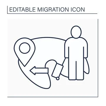 Emigration line icon Stock Illustration