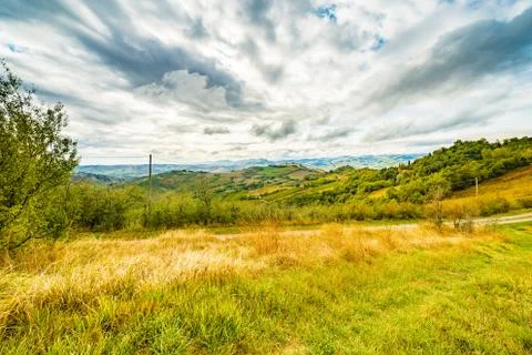 Emilia Romagna, Italy, fields on hills Stock Photos