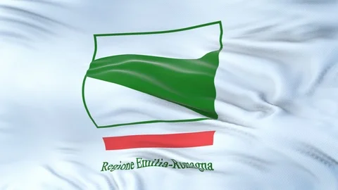 Emilia-Romagna (Region of Italy) flag waving in the wind with detailed texture. 動画素材 127195909