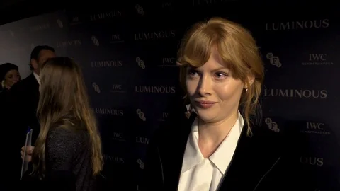 Emily Beecham giving interview at 63rd BFI London Film Festival - 2019 Video stock 119575790