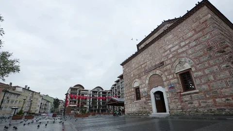 Emir Sultan Mosque, pan left, Bursa, Turkey Stock Footage 119908091