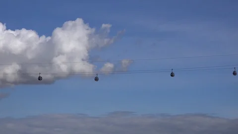 Emirates Air Line  cable car crossing The River Thames, London, England. Stock Footage 112976254