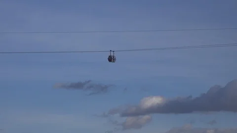 Emirates Air Line gondola cable car across the River Thames  London UK Stock Footage 112976306