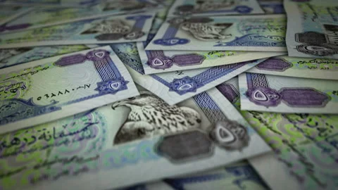 Emirates Dirham Dubai banknote flying over money surface Video stock 242698406