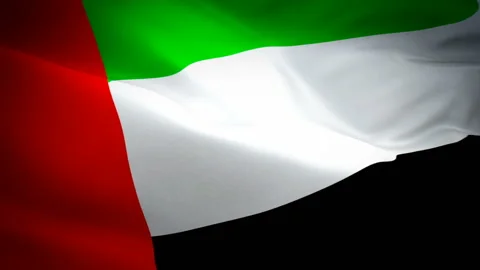 Emirates flag video waving in wind. Realistic UAE Flag background. United Arab Stock Footage 104927803