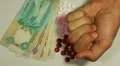 Emirati Dirham AED, Counting Drugs and Money, Health Care, Colorful Pills HD Footage