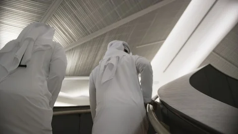 Emirati men climbing up the staircase Stock-Footage 108492653