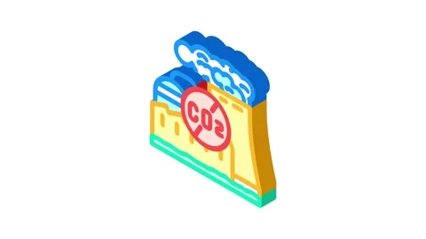 Emission free technology carbon isometric icon animation Stock Footage 327279588