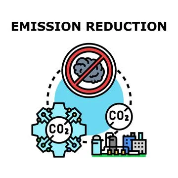 Emission reduction process controlling carbon dioxide pollution Stock Illustration