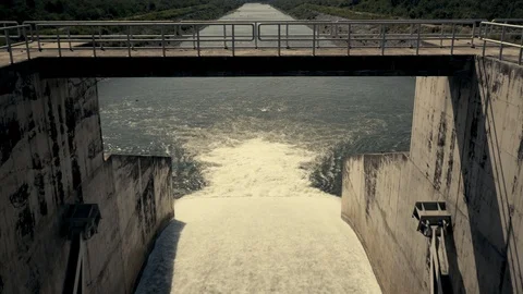 Emission of water from dam. Stock Footage 99675656