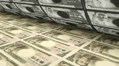 Emission yen, printing machine, printing yen Stock Footage 61029093