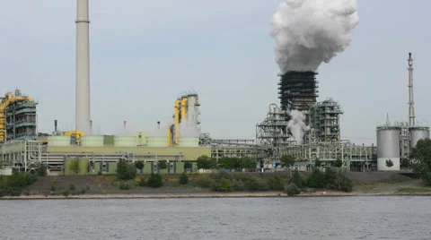 Emissions of an industrial area Stock Footage 38599019