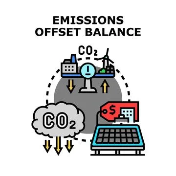 Emissions offset balance carbon neutrality concept illustration Stock Illustration