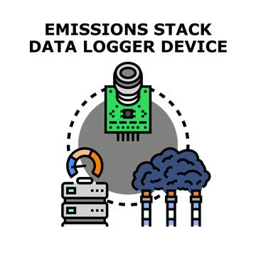 Emissions stack data logger device color icon Stock Illustration