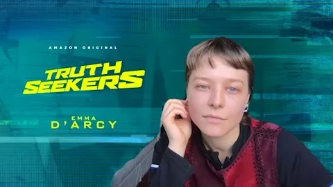 Emma DArcy being interviewed for new movie Truth Seekers - 2020 Video stock 144636061