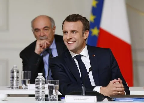 Emmanuel Macron debates with intelllectuals at Elysee Palace, Paris, France - 18 Stockfoto's
