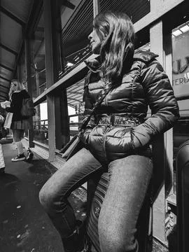 Emmy  Waiting For Train 3 Stock-Fotos