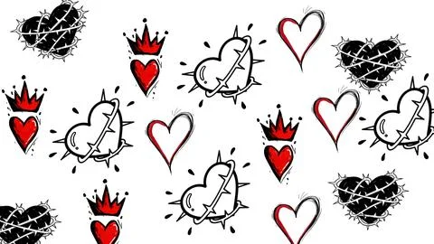Emo background, heart thorns Stock Illustration