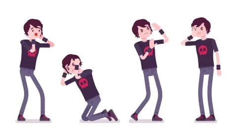 Emo boy in negative emotions Stock Illustration