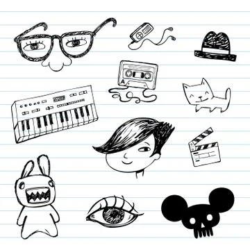 Emo doodle set Stock-Illustration
