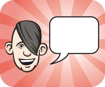 Emo face with speech bubble Stock Illustration