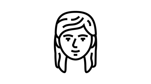 Emo female avatar line icon animation Stock Footage 326129153