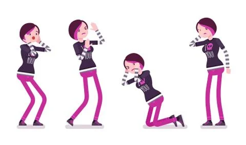 Emo girl in negative emotions Stock Illustration