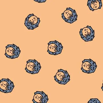 Emo male avatar vector seamless pattern Illustrazione stock